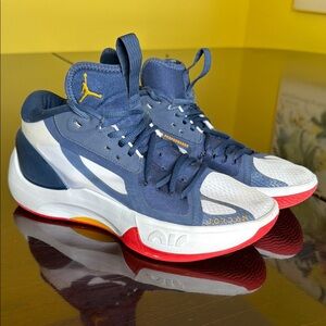 Nike Air Jordan Zoom Separate Olympic Navy White Red Gold Athletic Shoes, M 7.5
